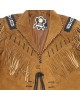 Men's Western Cowboy Real Suede Leather Jacket with Fringe and Bead Work, Traditional Cowboy