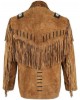 Men's Western Cowboy Real Suede Leather Jacket with Fringe and Bead Work, Traditional Cowboy